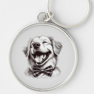 hond met boog stropdas lachen sleutelhanger