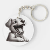 hond met boog stropdas lachen sleutelhanger (Achterkant)