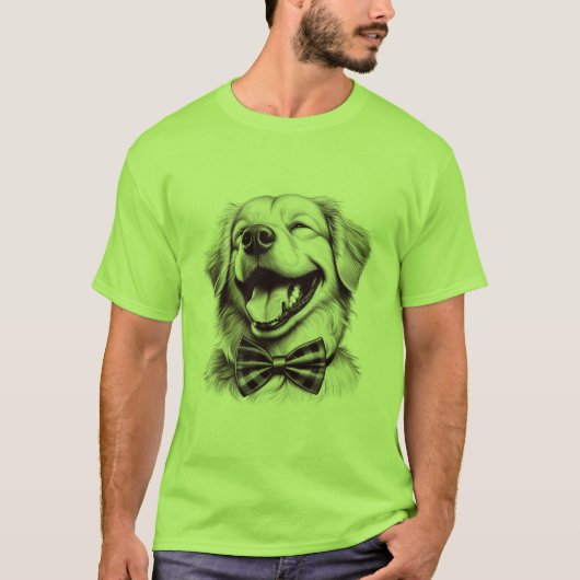 hond met boog stropdas lachen t-shirt (Voorkant)