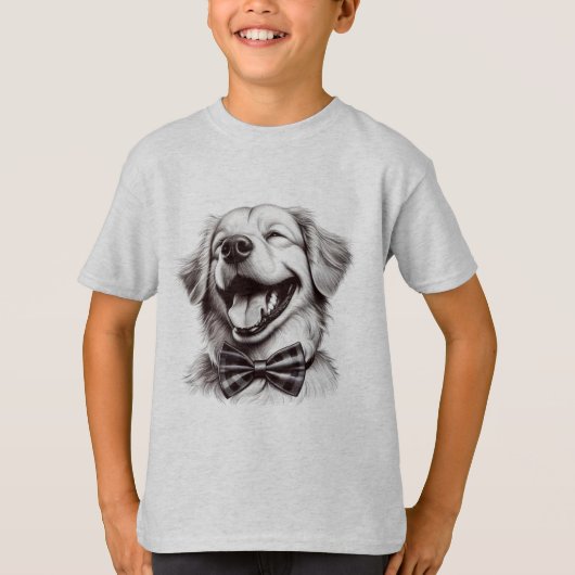 hond met boog stropdas lachen t-shirt (Voorkant)