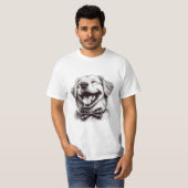 hond met boog stropdas lachen t-shirt (Voorkant volledig)