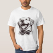 hond met boog stropdas lachen t-shirt (Voorkant)