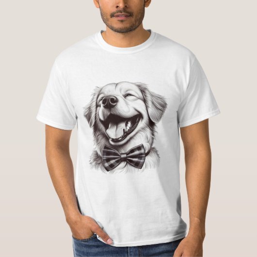 hond met boog stropdas lachen t-shirt (Voorkant)