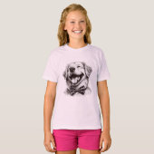 hond met boog stropdas lachen t-shirt (Voorkant volledig)