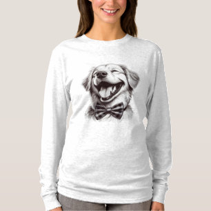 hond met boog stropdas lachen t-shirt
