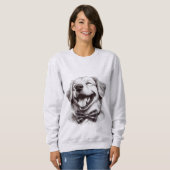 hond met boog stropdas lachen trui (Voorkant volledig)