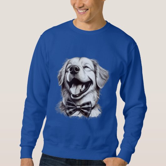 hond met boog stropdas lachen trui (Voorkant)