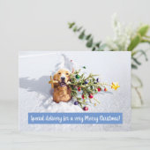 Hond met boom in de sneeuw kaart (Staand voorkant)