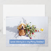 Hond met boom in de sneeuw kaart (Voorkant / Achterkant)