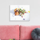Hond met boom in sneeuw canvas afdruk (Insitu (Woonkamer))
