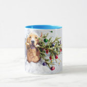 Hond met boom in sneeuw mok (Midden)