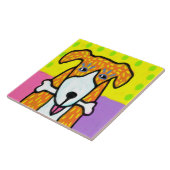 Hond met Bot Abstracte Kunst Tegeltje (Zijkant)