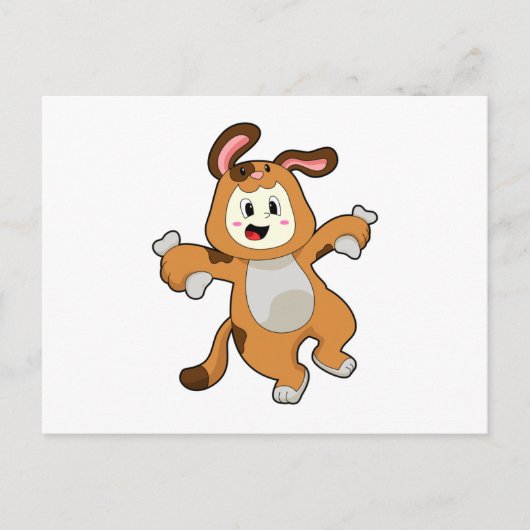 Hond met bot als konijn briefkaart (Voorkant)