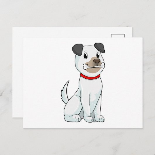 Hond met bot briefkaart (Voorkant / Achterkant)