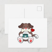 Hond met bot briefkaart (Voorkant / Achterkant)
