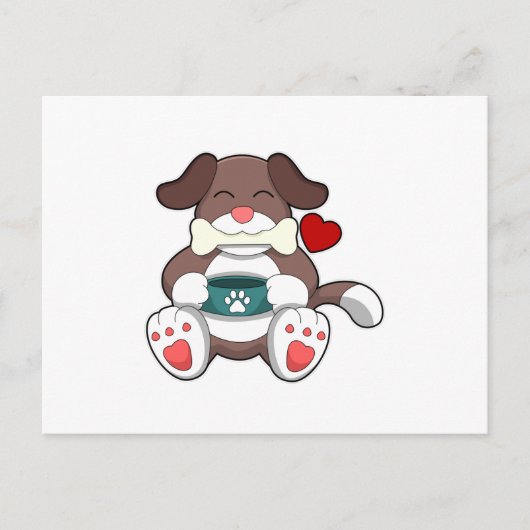 Hond met bot briefkaart (Voorkant)