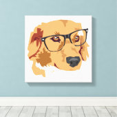 Hond met bril Canvas Print (Insitu (Houten vloer))