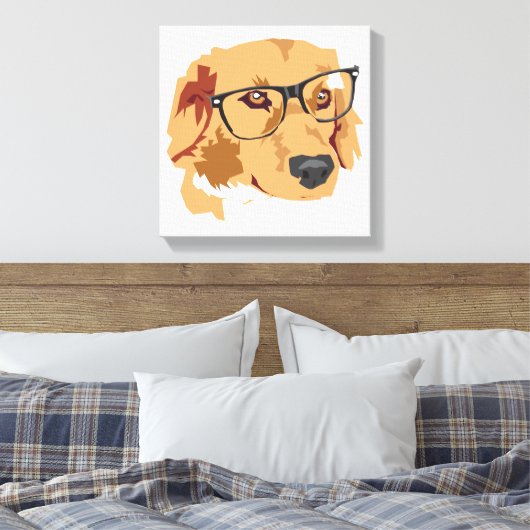 Hond met bril Canvas Print (Insitu (Slaapkamer))