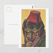 hond met bril en fez briefkaart (Voorkant / Achterkant)