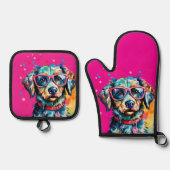Hond met Bril Ovenwant & Pannenlap Set (Voorkant)