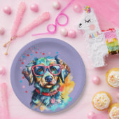 Hond met Bril Papieren Bordje (Feest)