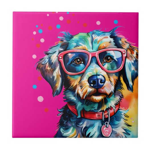 Hond met Bril Tegeltje (Voorkant)