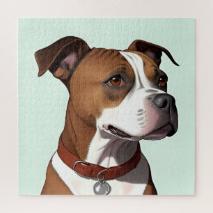 Hond Met Bruine en Witte Vacht en Halsband Legpuzzel