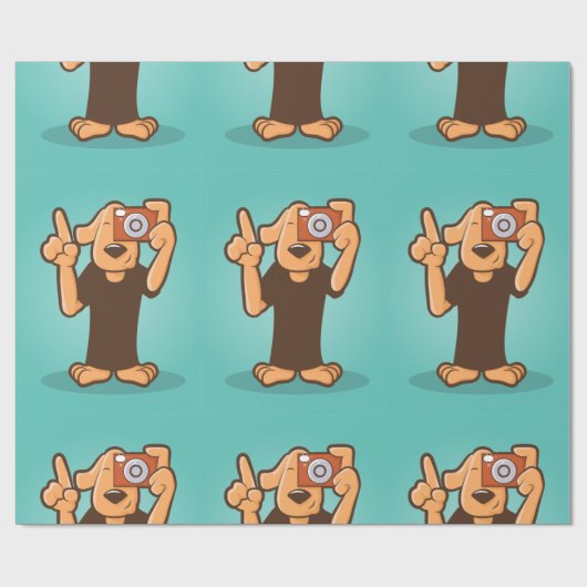 Hond met camera cadeaupapier (Vlak)