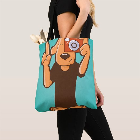 Hond met camera tote bag