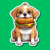 Hond met Cheeseburger Chew Waterdicht Sticker