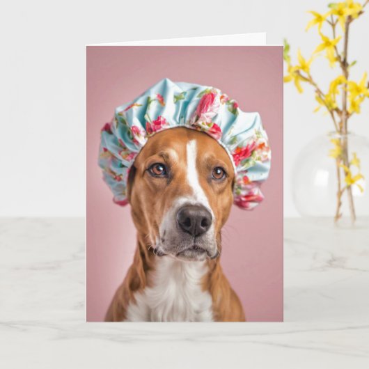 Hond met douche Pet Kaart (Gele Bloem)