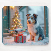 Hond Met Drone En Kerstcadeau Muismat (Voorkant)