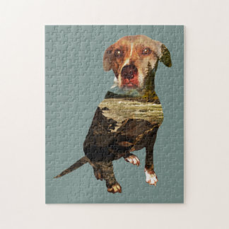 hond met dubbele blootstelling legpuzzel
