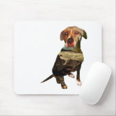 hond met dubbele blootstelling muismat (Met muis)