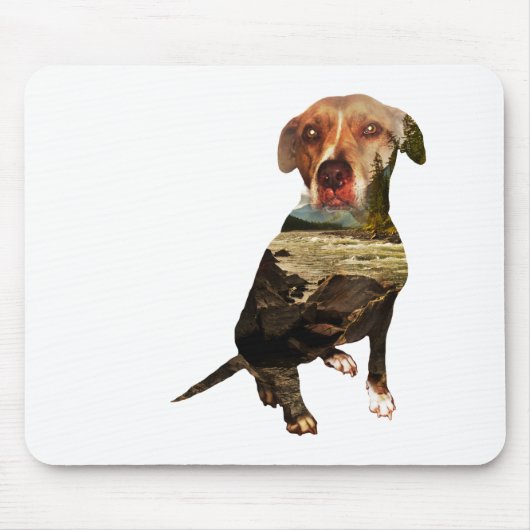 hond met dubbele blootstelling muismat (Voorkant)