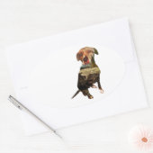 hond met dubbele blootstelling ovale sticker (Envelop)