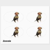 hond met dubbele blootstelling ovale sticker (Vel)