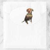 hond met dubbele blootstelling ovale sticker (Tas)