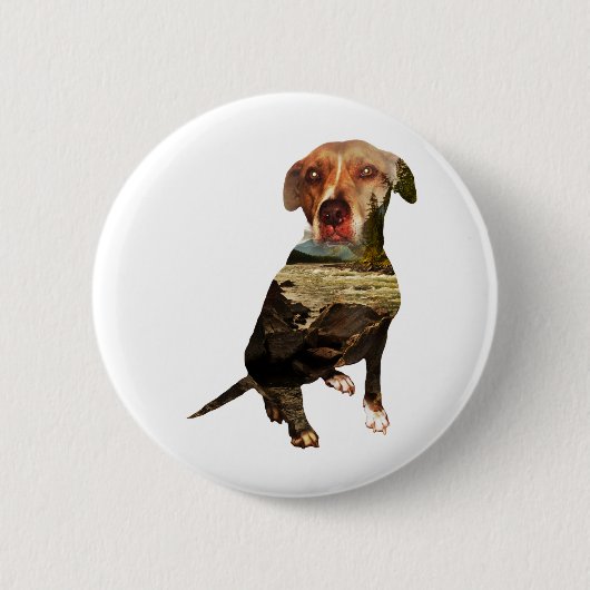 hond met dubbele blootstelling ronde button 5,7 cm (Voorkant)
