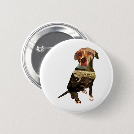 hond met dubbele blootstelling ronde button 5,7 cm (Voorkant /achterkant)