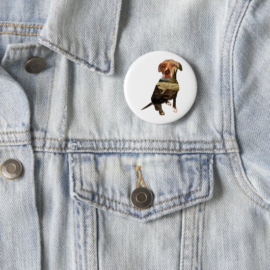 hond met dubbele blootstelling ronde button 5,7 cm (In situ)