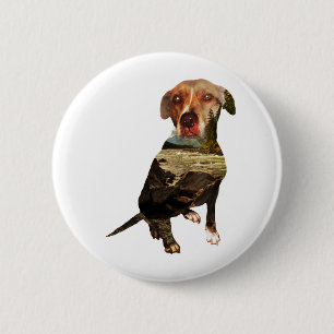 hond met dubbele blootstelling ronde button 5,7 cm