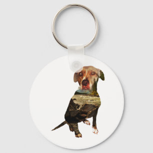 hond met dubbele blootstelling sleutelhanger