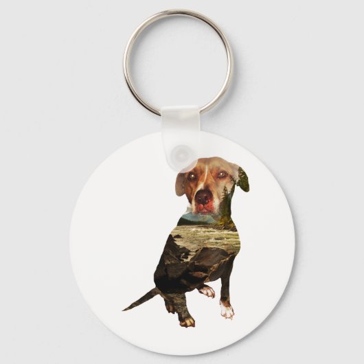 hond met dubbele blootstelling sleutelhanger (Voorkant)