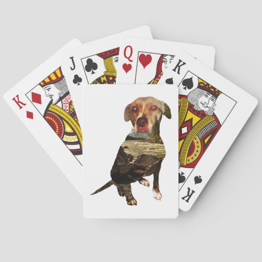 hond met dubbele blootstelling speelkaarten (Achterkant)