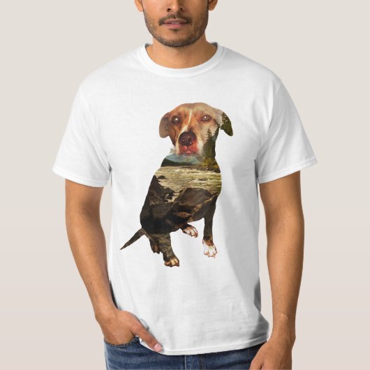 hond met dubbele blootstelling t-shirt (Voorkant)