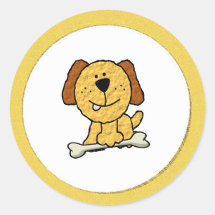 Hond met een bot ronde sticker