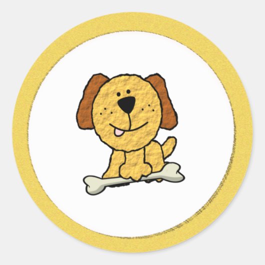 Hond met een bot ronde sticker (Voorkant)