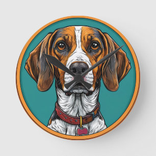 Hond Met een Halsband in een Cirkelvormig Frame Ronde Klok