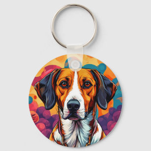 Hond Met een Halsband in een Cirkelvormig Frame Sleutelhanger